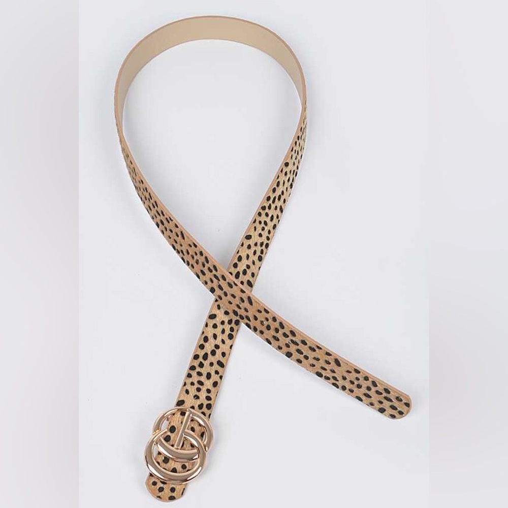 Cheetah Animal Print Logo Skinny Statement Belt - Picture 4 of 4